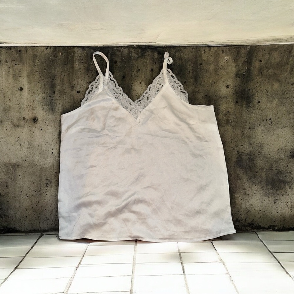 White Lace Trim Cami Top Womens (M)